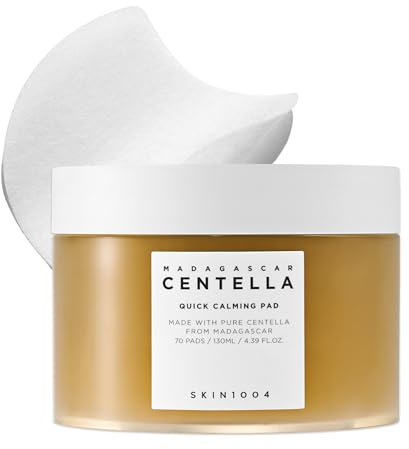SKIN1004 Centella Quick Calming Pad, 70 almohadillas, almohadilla de tóner facial coreana con centella asiática de Madagascar y ácido hialurónico, almohadillas de tóner facial hidratante y calmante
