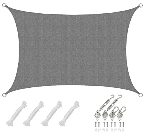 AMANKA 3x2m UV Sonnensegel Rechteckig Wasserdurchlässig - Sonnenschutz Terrassenüberdachung mit Befestigung - Rechteck Sonnendach Terrasse Balkon Wohnwagen Carport - Pool Segel Sichtschutz Garten