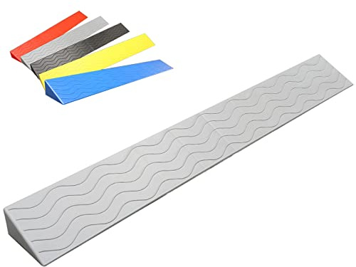 Rollstuhl Rampe Rollstuhlrampe Türschwelle 60mm Randstein Rampe Tragbar Leicht Schwerlast Plastik Schwelle Rampen für Bürgersteig, Roller, Fahrrad, Motorrad (Color : Grey, Size : 100 * 13 * 6.5cm)