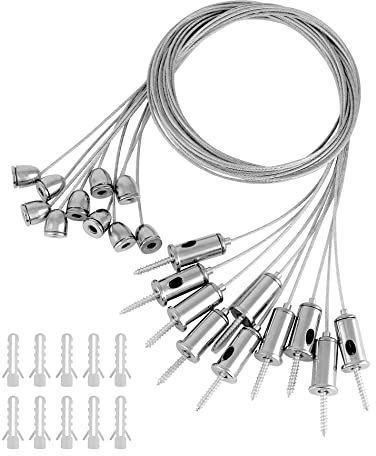 QWORK® 10 piezas kit de suspensión para paneles LED, 1.5 mm x 1 m, cable de acero inoxidable para pernos de techo, fijación de techo, para panel LED de luz de techo
