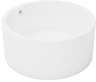 Vente-unique-Bañera exenta redonda - 165 L - 130 x 130 x 58 cm - Blanco - Acrílico - LAGUNO