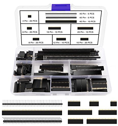 VooGenzek 130 Stück 2.54mm Gerade Einreihige Stapelbare Buchsenleiste, Gerade Einreihige Platine Weibliche Stiftleiste Sockel Steckerleiste, für Arduino Stackable Shield (4/6/8/10/12/16/20/40 Pin)