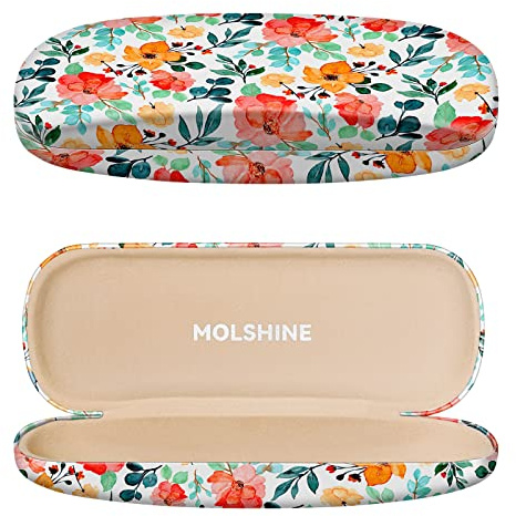 molshine Hartschalen-Brillenetui aus PU-Leder,tragbares Reise-Brillentasche für Männer,Frauen,Mädchen,Reisen,Studium,Arbeit