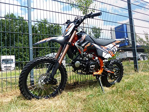 RV-Parts 125ccm Dirtbike Cross Bike Pocketbike KXD 609 4 Takt 4 Gang Manuel 17/14 Orange