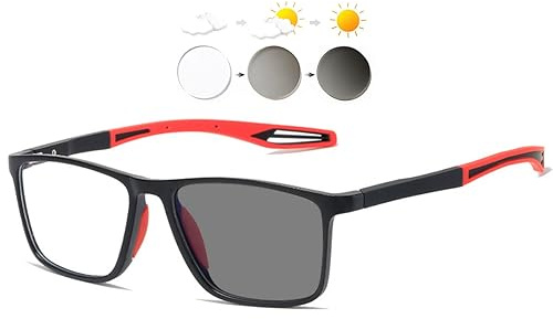 KOOSUFA Selbsttönende Lesebrille Blaulichtfilter Photochrome Herren Damen | Federscharnier, Leicht TR90 Rahmen, UV-Schutz, Sonnenlesebrille, Rechteckiger, Lesehilfe 0.0 1.0 1.5 2.0 2.5 3.0 3.5 4.0