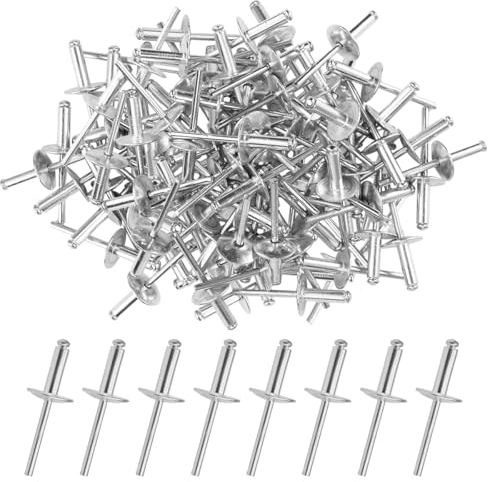 4.8mm x 16mm Rivetti Ciechi in Alluminio, 100 Pezzi Rivetti a Strappo in Alluminio, Rivetti Flangiati Grandi, Rivetti Ciechi, Rivetto Cieco a Testa per Rivetti a Strappo Legno Plastica