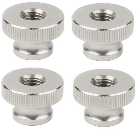 SYDARSYN M5 Dadi Zigrinata a Testa Alta in Acciaio Inox (Foro Passante) Dadi da Pollice Manopole Rotonde (4 Pezzi)