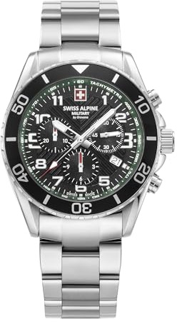 swiss alpine military Herren Uhr Chronograph Analog Quarz 7029.9 Edelstahl
