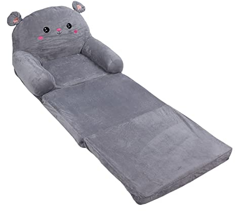 Tyenaza Atmungsaktives Cartoon-Kindersofa Zum Aufklappen, 2-in-1-Klappsofa Für Kinder Mit Belüftetem Schwamm Und Stoff, Faltbares Kindersofa(三层)