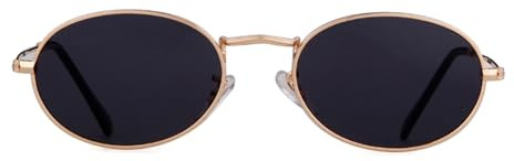 Laurinny Retro Oval Sonnenbrille für Damen Herren 90er Vintage Ovale Hippie Brille für Männer Frauen Metallrahmen Runde Sonnenbrillen