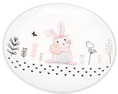 Alipis Easter Rabbit Pattern Ceramic Plate 8 Inch Easy to Clean Appetizer Plate for Snacks Fruits Salads Household for Kitchen Use
