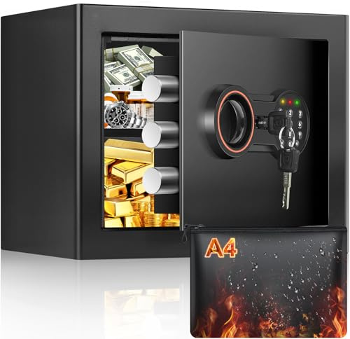 25L Safe Tresor Feuerfest für Zuhause, Digitaler MöBeltresor mit NotschlüSsel Batteriekasten, Klein Wandtresor mit Zahlenschloss für Bargeld Wichtiger Dokumente