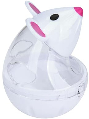 Baoblaze Katzen-Ballspender, kleine Katzenfutter-Bälle, langsamer Futterspender, Mäuse-förmiger Becher, Katzenfutter-Spielzeug, Katzen-Leckerli-Spielzeug, Weiß