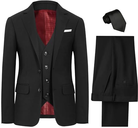 BOLADA Boys' Suit Black Slim fit Suits for Kids Formal Classic 4 Piece Big Boys Toddler Tuxedos Teen Youth Size 8