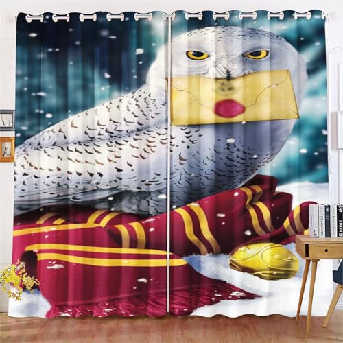 KIDSLOVE Owl Blackout Curtains Cartoon Owl Opaque Curtains Owl Blackout Curtain for Bedroom Children's Room (1.100 x 140 cm (W x H) / 50 x 140 cm x 2)