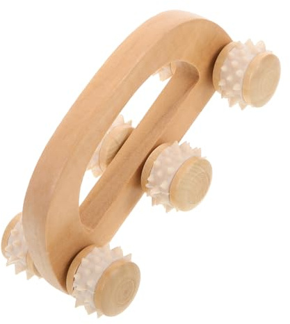 Holz Massagerolle für Hand, 6-rollen, Blaues Handmassagegerät | 1 Stück, Tragbar für Unterwegs und Büro, Kreatives Massagezubehör mit Rollenmechanik