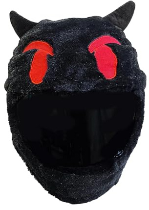 Devil Motorradhelm-Überzug, niedlich, kreativ, für Herren, Damen, Plüsch-Helmüberzug, Grün, 55-60 cm