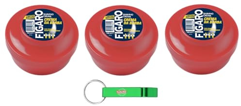 3x Figaro Crema da Barba Original Classic Rasiercreme für häufiges Rasieren, Bitterer Mandelduft, Mit Pinsel verwenden,150ml + Beni Culinari Kostenloser Schlüsselanhänger