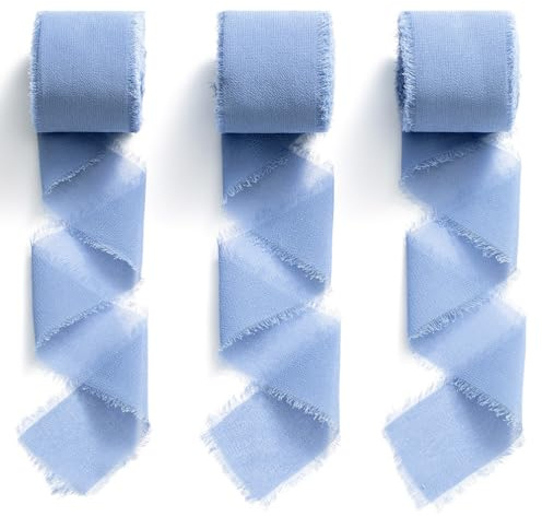 Chiffonband Schleifenband Hochzeit Geschenkband Breit 3,8 cm x 23 m (Hellblau, 3,8 cm x 6,4 m)
