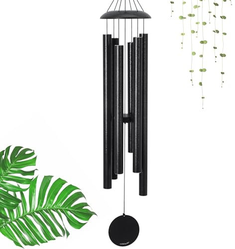 Windspiel für draußen, tiefer Ton, 114,4 cm, für den Außenbereich, tiefes Klangspiel, Windspiel, Gedenk-Windspiel, Beileidsgeschenk, Garten, Terrasse, Heimdekoration, Bronze (121,9 cm, Grau)