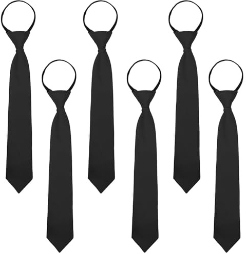 6 PCS Kids Black Tie, Boys Black Tie, Kids Pre-Tied Necktie with Loop, Elasticated Pre-tied Tie for Toddlers and Teenagers Weddings and School Uniforms, Boys and Girls