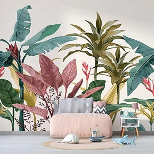 XLMING Foglia Di Banano In Fiore 3D Carta Da Parati Soggiorno Divano Camera Letto Sala Pranzo Casa Decorazione Muro-300cm×210cm