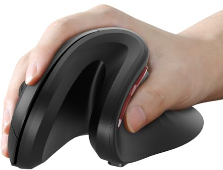 seenda Ergonomic Vertical Mouse with Jiggler - Bluetooth + 2.4G USB Multi Device, Wireless Ergo Mouse, Jiggler Mouse Mover for Laptop/PC/Notebook, Computer Mice for Windows, Mac OS, Black