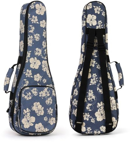 SHANNA Borsa Ukulele Concerto 23/24 Pollici, Custodia Ukulele Soprano con Cerniera a Scorrimento, Maniglia per il Trasporto, Imbottitura Spessa e Custodia, Stile hawaiano