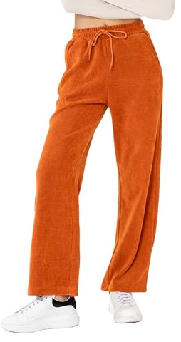 Nina Carter J253 - Pantaloni da jogging da donna in velluto a coste con elastico in vita e gamba larga, Marrone ossidato J253-13, M