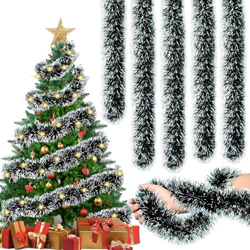 TINA 10M Tannengirlande mit Beleuchtung 100 LEDs, Weihnachtsgirlande mit Beleuchtung Treppe Outdoor, Tanne Girlande Weihnachten Deko, Tannengirlande Künstlich wie Echt Weihnachtsdeko
