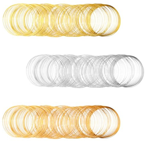 Schmuckdraht,Memory-Draht für die Schmuckherstellung,Memory-Perlendraht,farbig lackierter Kupferdraht,Memory-Draht aus Stahl,für Basteln Handwerk Pflanzen Blumen Deko(Silber,Gold,Roségold)