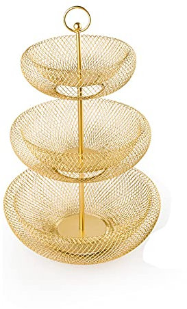 OGLFGLNY Cesta de Frutas Tazón Bandeja de Tres Niveles Bandeja de Frutas Hogar Sala de Estar Té Bandeja de Frutas de múltiples Capas Cesta de Frutas Multifuncional de Moda Fruteros (Color: A)