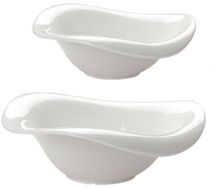 A+B - Ensaladera de porcelana en ángulo, cuencos de porcelana blanca, cuencos de porcelana para servir, cuencos de cerámica, juego de 2