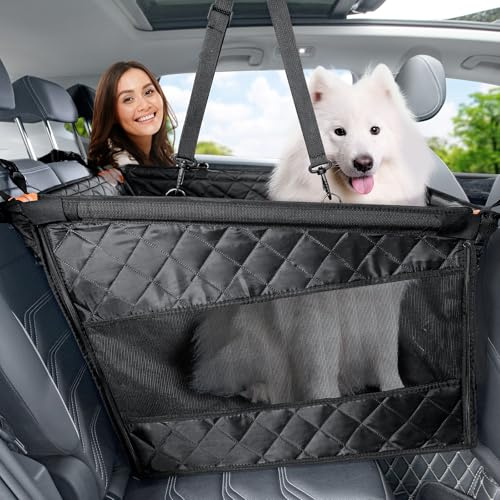 Pecute Siège Auto Chien Fond Rigide Anti-Affaissement,Coussin Cuir Confort