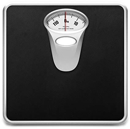 OZBME Báscula de baño mecánica, báscula de Peso Corporal con Esfera analógica Profesional, fácil de Leer, Plataforma de Metal Resistente, para el hogar/Sala de Yoga/Gimnasio (Negro)