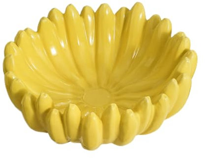 belupai Frutero de Cerámica, Creativo 3D en Forma de Plátano Amarillo para Servir Cuenco de Entrada para Llaves, Plato de Joyería, Bandeja para Frutas y Verduras para el Hogar,