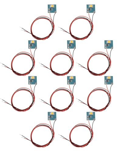 OTOTEC Lot de 10 Panneaux Lumineux LED 12 V pour Modèle de Chemin de Fer éclairage Intérieur de Bâtiment LED Blanc Chaud Compatible avec Hornby Le Modèle OO Ho avec Fil