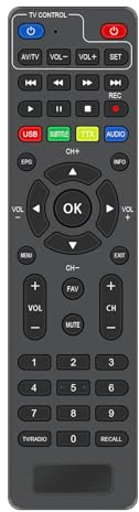 AULCMEET 363739 Telecomando di Ricambio Universale 2 in 1 Compatibile con i Ricevitori HiFi Digitale Terrestre Techly IDATA TV-DT2PLB, IDATA TV-DT2SCA,IDATA TV-DT2MB, I-ZAP T365-PLAY Home Audio