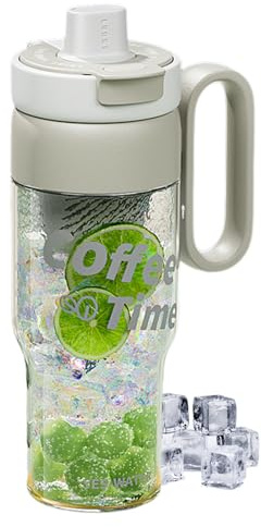 zjhukfmc Sports Drinking Bottle, 850 ml Drinking Bottle with Tea Compartment and Straw, Sports Cup with Straw, Handle for Training and Everyday Life, Dishwasher Safe