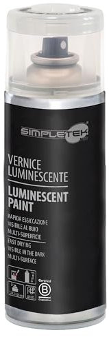 SIMPLETEK - Bomboletta Spray Vernice Fotoluminescente Fotosensibile Segnaletica Notturna Alta Visibilità 400 ml V408 (1 pezzo)