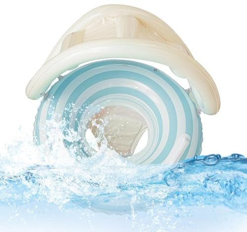 Schwimmhilfe für Babys, Pool, mit Dach mit UV-Schutz | Schwimmring für Kinder, Anfänger, aufblasbar | Schwimmhilfe mit Sonnenschutz für Spiele im Freien, Strand, See, Pool