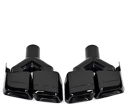 Car Rear Bumper Turbo Muffler Exhaust Tips Pipe 4 Exits Black Compatible For Benz C E CLS Class W204 W212 W218 C63 E63 CLS63 Pre-Facelift(Y Style Black)