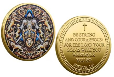 MINHBDER Monedas Conmemorativas De Caballero con Armadura Vintage, Moneda De Recuerdo, León del Valor, Chapada En Oro, Regalos De Colección.