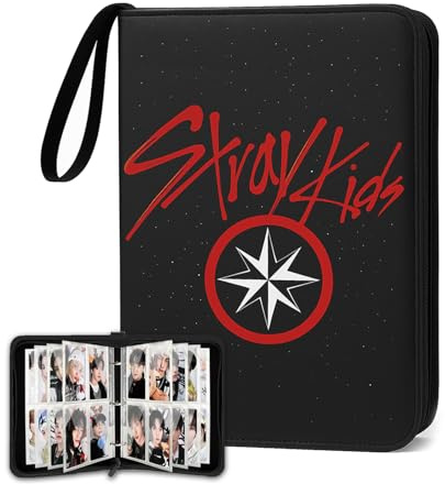 Álbum de tarjetas de fotos de Stray Kids 400 bolsillos, álbum coleccionable de Kpop con 4 compartimentos, un total de 50 páginas, carpeta de tarjetas de fotos de cantantes, álbum de protección de