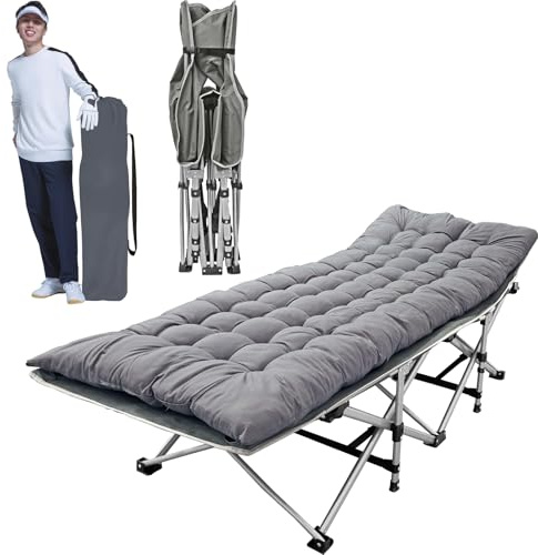 PRIJESSE Klappbares Feldbett Campingbett faltbar, 150 kg belastbar - Robustes Gästebett für Outdoor, Camping, Garten & Büro mit Seitentasche und Tragetasche