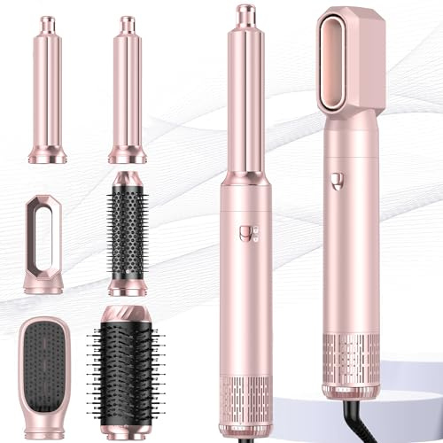 Airbrush Haarstyler 6 in 1 hair styler set MogaWave pro Air styler mit Warmluftbürste, Föhnbürste, Rundbürstenföhn Haartrockner Lockenstab, Air Styler zum Styling, Volumisieren, Locken und Glätten