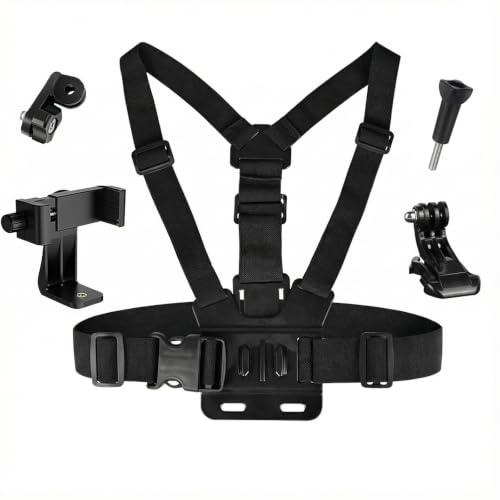 ShipeeKin Phone Chest Mount Harness Kit Phone Action Cam Body Strap Holder | Chest Phone Holder Set 360°Rotating for Gopro Hero 13/12/11/10, DJI Osmo, iPhone 16/15/14, POV Vlog for Hiking Cycling Skiing