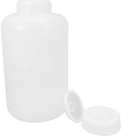 UKCOCO Bouteille de Laboratoire en Plastique 5l à Large Ouverture, Bocal Rond Hermétique Blanc, pour Stockage la Maison Laboratoire