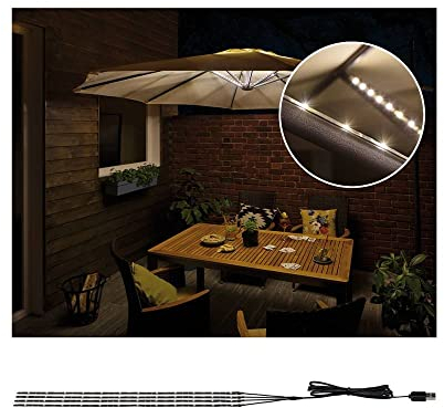 Paulmann 942.08 Outdoor Mobile Parasol Lighting IP44 3000K 4x0.4m Parasol luminaire Decorative luminaire Light Strips LED Strips 94208