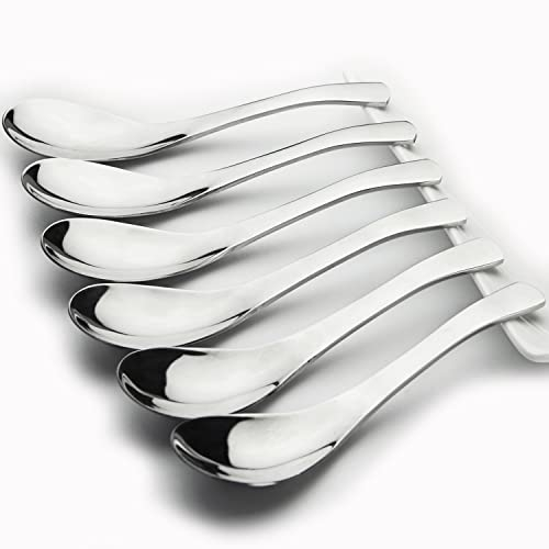 AOOSY Cuillères en Acier Inoxydable - Lot de 6 Cuillères à Soupe et Dessert de 5,91 Pouces - Vaisselle de Table en Argent Avec Miroir de Polissage